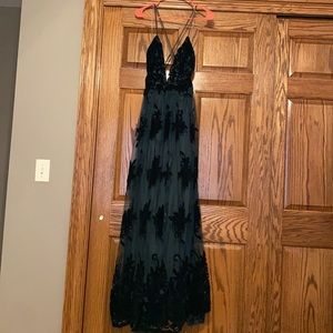 Morgan Formal Flocked Velvet Dress